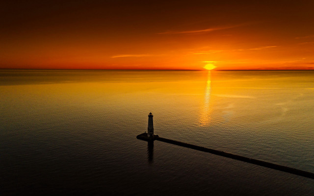 Sunset water light pole orange free wallpaper - medium preview image