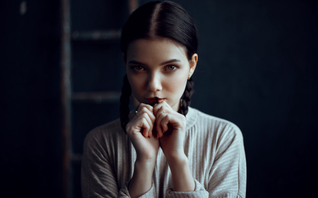 Gothic woman braid portrait ladder free wallpaper - medium preview image
