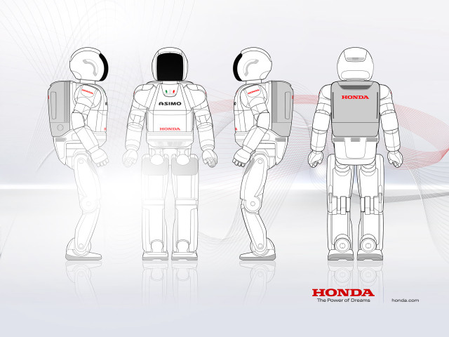 Robots line white red background free wallpaper - medium preview image