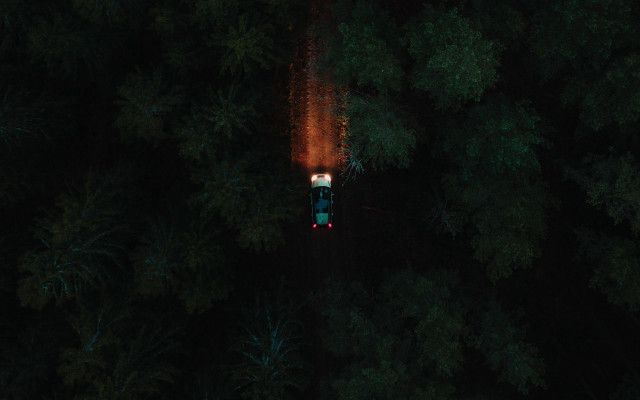 Train forest night light cinematic free wallpaper - medium preview image