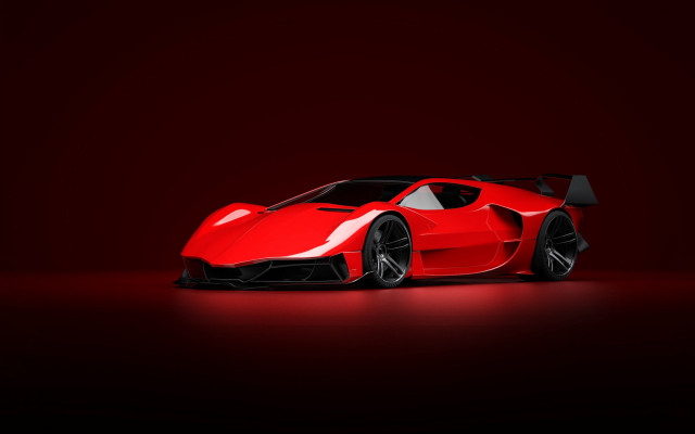 Red sports car dark room #63 free wallpaper - medium preview image
