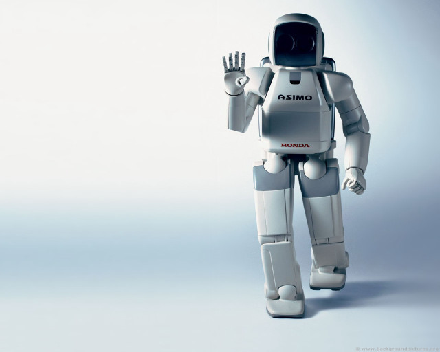 Robot waving hand blue background #2 free wallpaper - medium preview image
