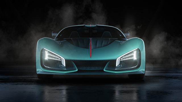 Blue sports car fog hood free wallpaper - medium preview image