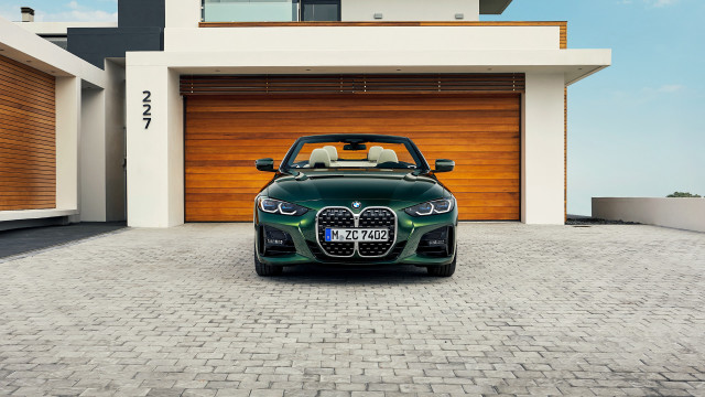 Green car garage brown door free wallpaper - medium preview image