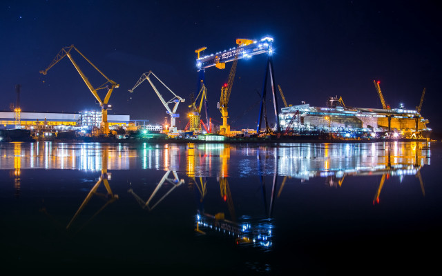 Harbor cranes night citylights ferriswheel free wallpaper - medium preview image