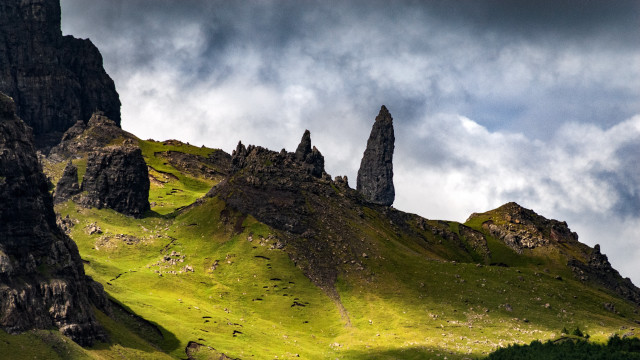 Mountain rock formation cloudy sky free wallpaper - medium preview image