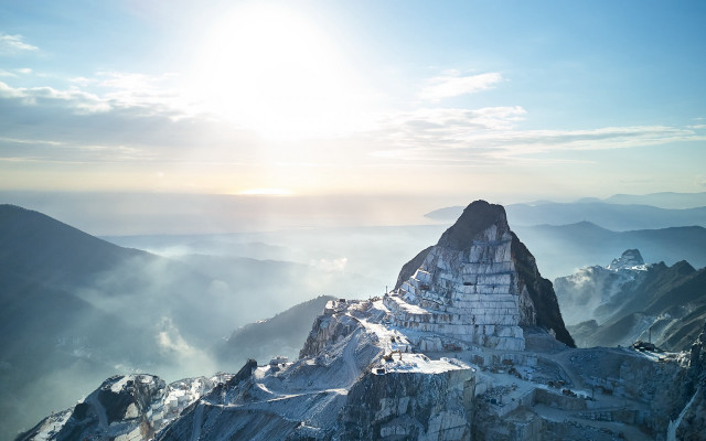 Mountain peak sun rayonism matte free wallpaper - medium preview image