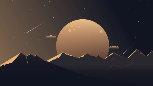 Night mountains moon stars shooting free wallpaper - medium preview image