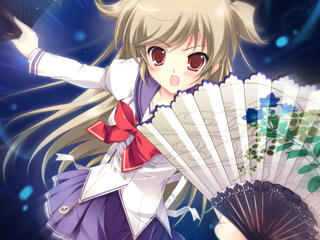 Woman holding fan dress bow #2 free wallpaper - medium preview image