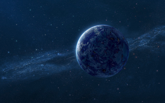 Blue planet starry sky glow free wallpaper - medium preview image