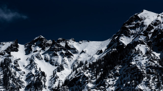 Snowy mountain blue sky trees #2 free wallpaper - medium preview image