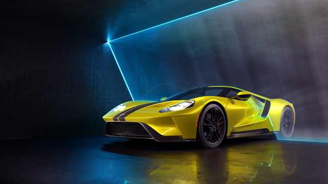 Yellow sports car dark room #13 free wallpaper - medium preview image