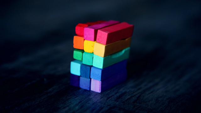 Colorful blocks table blue light free wallpaper - medium preview image