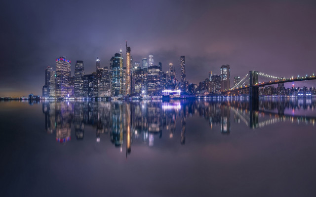 City skyline bridge river night #106 free wallpaper - medium preview image