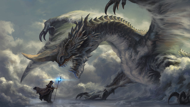 Man riding dragon battle fantasy free wallpaper - medium preview image