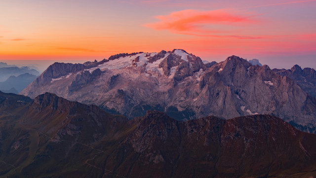 Mountain range pink sky plane #3 free wallpaper - medium preview image