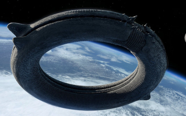 Floating tire earth moon space free wallpaper - medium preview image