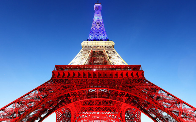 Eiffel tower lit red white free wallpaper - medium preview image