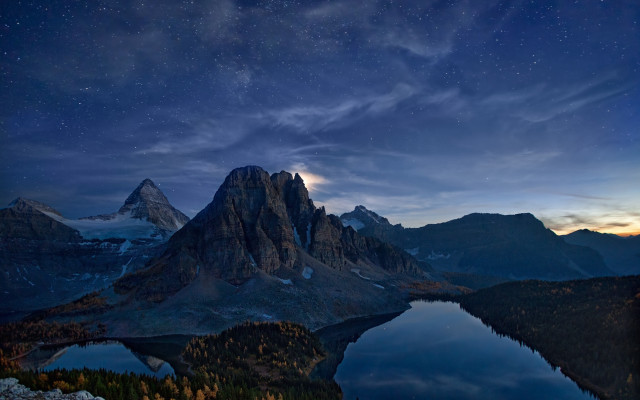 Mountain lake stars foreground aurora free wallpaper - medium preview image