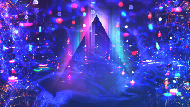 Neon hologram city aurora galaxy free wallpaper - medium preview image