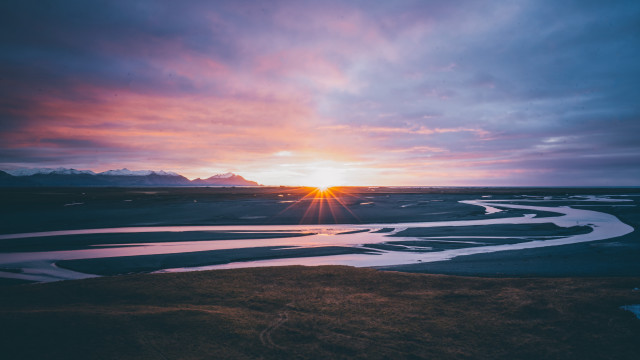 Sunset river mountains clouds sky free wallpaper - medium preview image