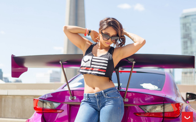 Woman bikini car surfboard model free wallpaper - medium preview image
