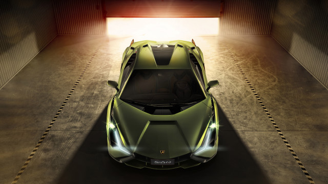 Green tunnel sportscar hood lights free wallpaper - medium preview image