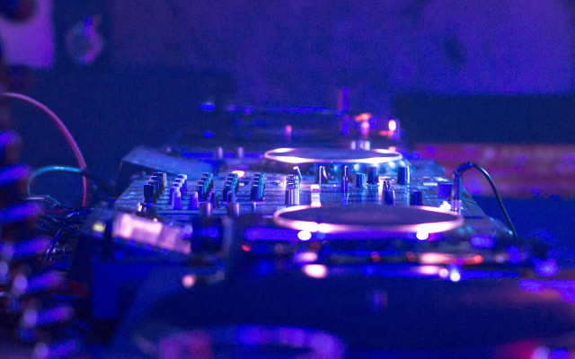 Dj mixing blue lights microphone free wallpaper - medium preview image