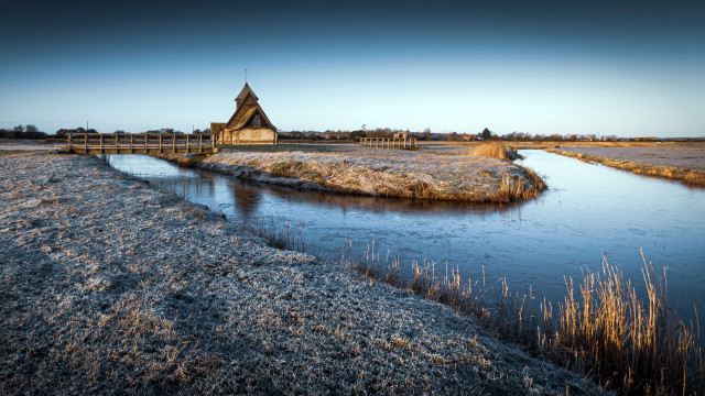 Small church island frozen marsh free wallpaper - medium preview image