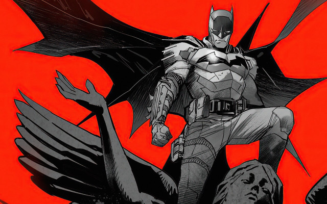 Batman bird red background glowing free wallpaper - medium preview image
