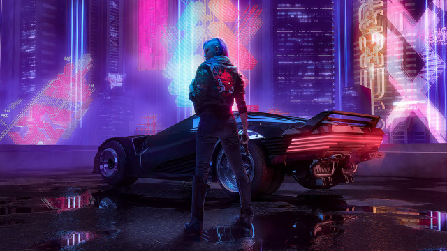 Futuristic city night neon cyberpunk #2 free wallpaper - medium preview image