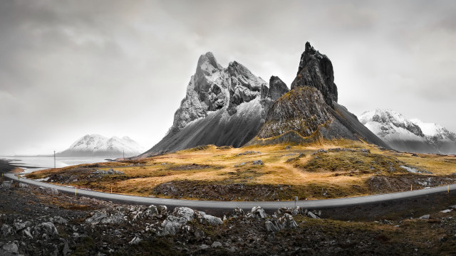 Mountain road snowy sky horizon free wallpaper - medium preview image