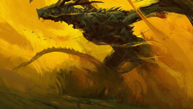 Dragon sword yellow background fantasy free wallpaper - medium preview image