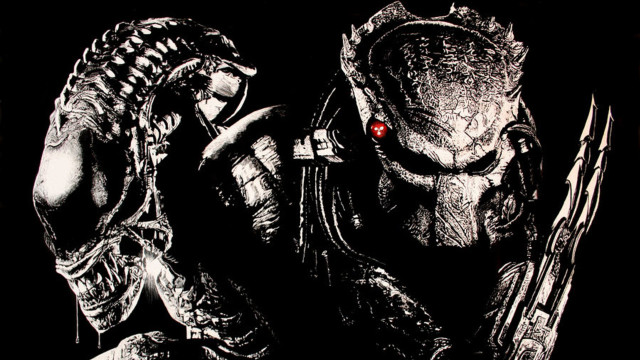 Predator black white gun knife free wallpaper - medium preview image
