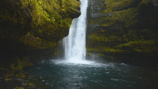 Waterfall forest mossyrocks naturalism impressionist free wallpaper - medium preview image