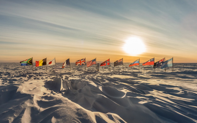 Flags snow ocean sunset beach free wallpaper - medium preview image