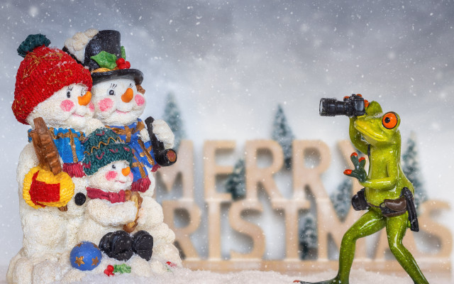 Snowman frog christmas aurora reindeer free wallpaper - medium preview image