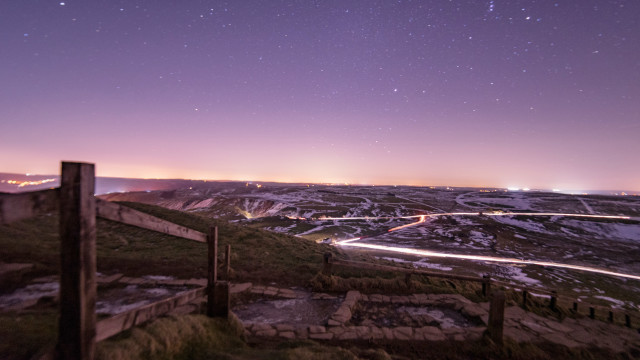 Mountain road city lights night free wallpaper - medium preview image