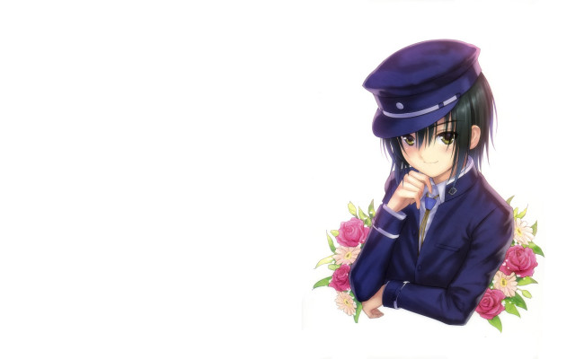 Man blue suit hat flowers #2 free wallpaper - medium preview image