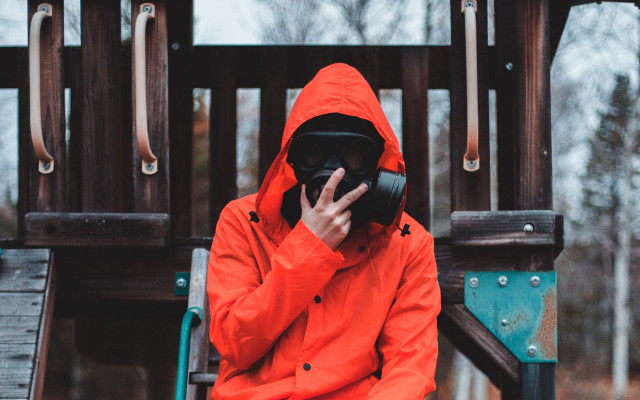 Person redjacket slide camera hood free wallpaper - medium preview image