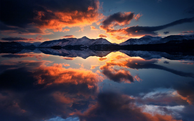 Mountain reflection sunset colorful sky #10 free wallpaper - medium preview image