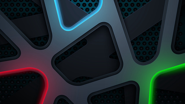 Holographic neon polka dots shapes free wallpaper - medium preview image
