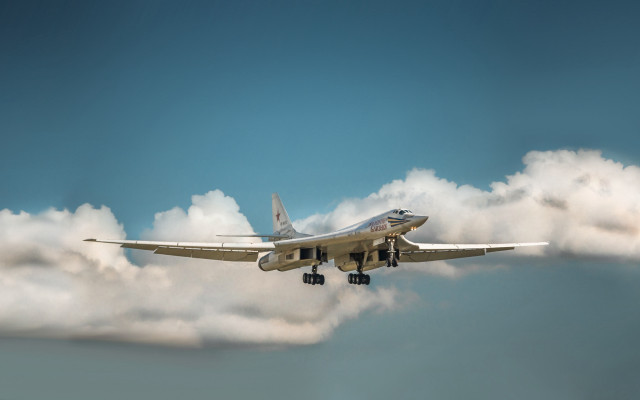 Plane clouds landinggear military blue free wallpaper - medium preview image