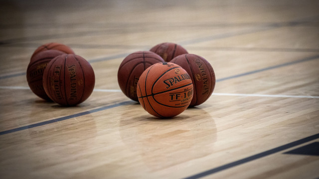 Three basketballs on court process free wallpaper - medium preview image