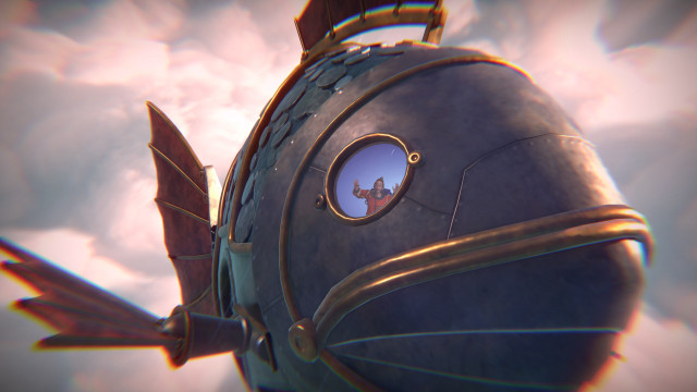 Fish man boat water sky free wallpaper - medium preview image