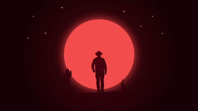 Red sun night starry sky free wallpaper - medium preview image