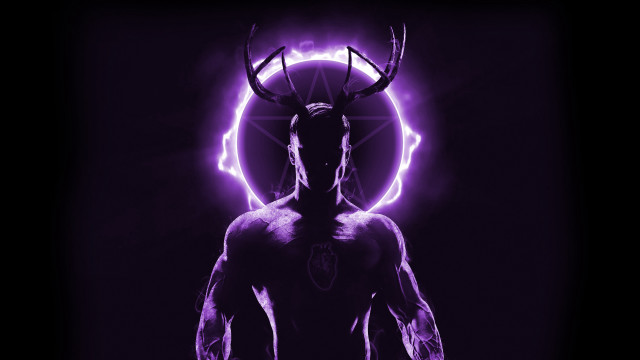 Horned man purple lightning glow free wallpaper - medium preview image