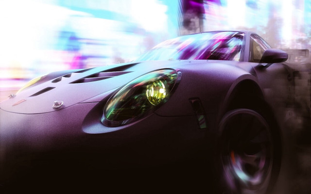 Car street blurry buildings person free wallpaper - medium preview image