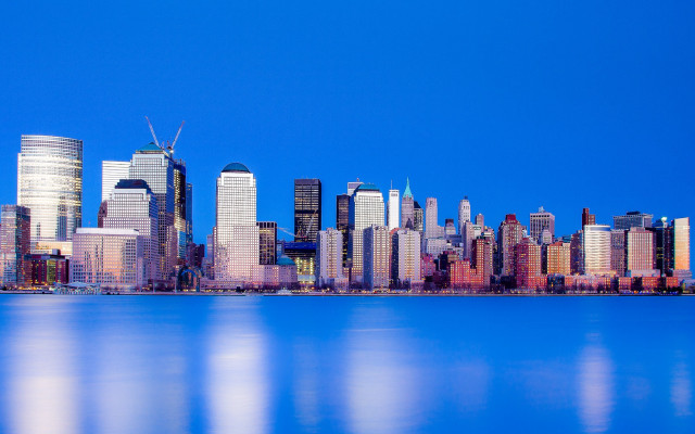City skyline blue water architecture free wallpaper - medium preview image