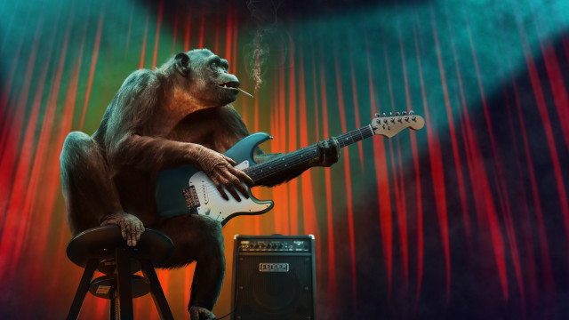Monkey guitar speaker funk art free wallpaper - medium preview image